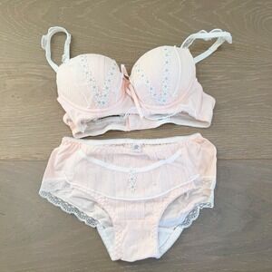Cottagecore Coquette Victorian Renaissance Lavender Lace Bralette Panty Set S